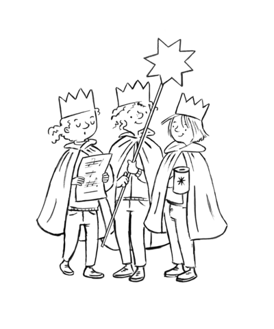 Grafik: Sternsinger-Gruppe (s/w)