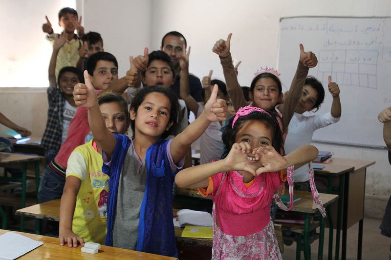 Schüler in einer Schule des Jesuiten-Flüchtlingsdienstes in der Bekaa-Ebene, Libanon