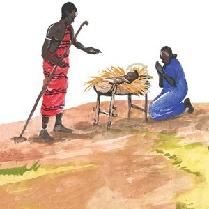 Illustration aus Krippenszene zum Weltmissionstag der Kinder 2016