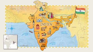 Bilderserie Indien illustrierte Landkarte Indien