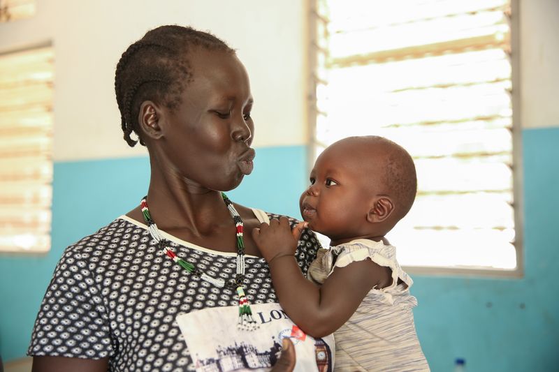 Manger Majur and her daughter at Mary Immaculate DOR Hospital, Mapourdit